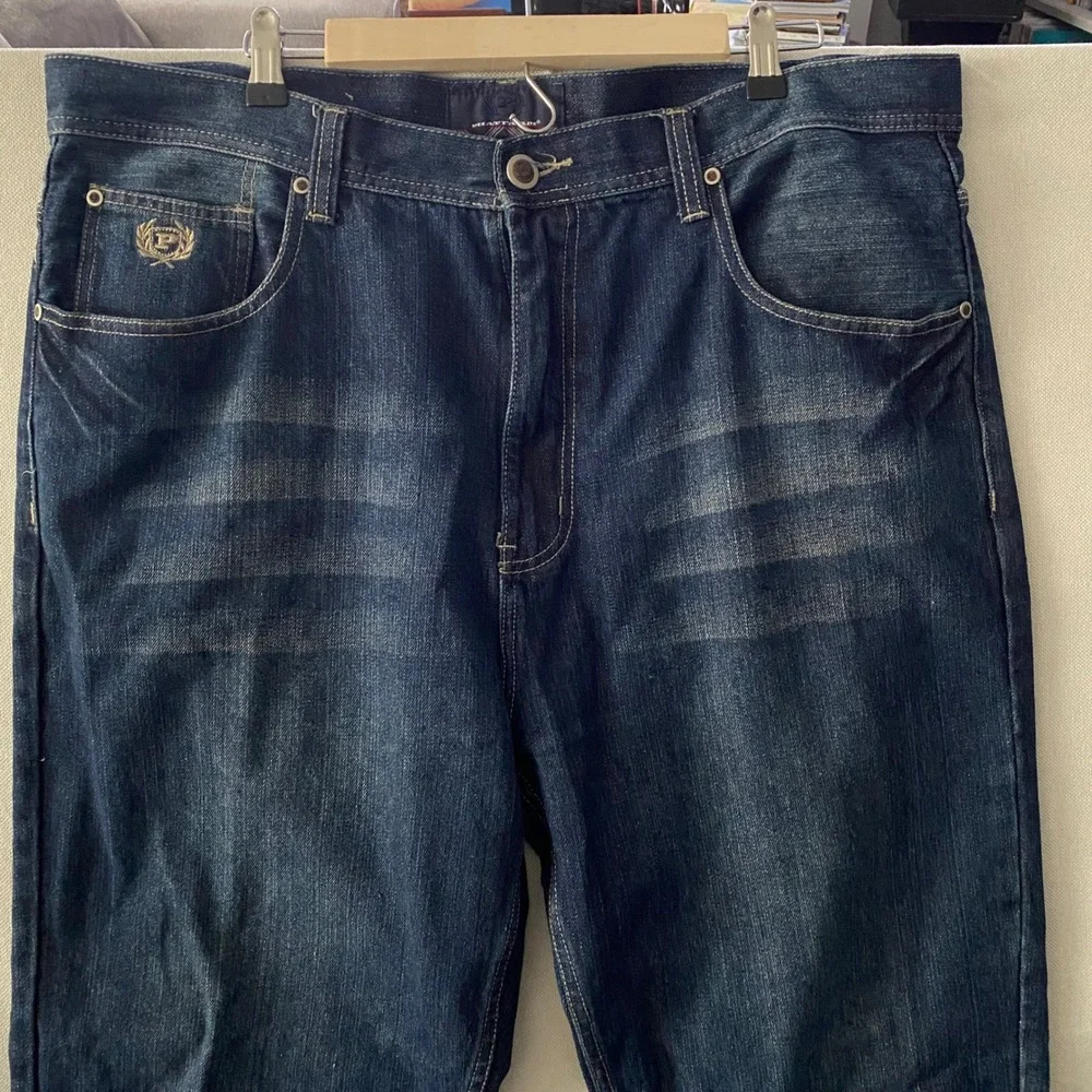 Phat Farm Mens Relaxed Fit Dark Wash Blue Denim Jeans Size 40 Hip Hop Streetwear
